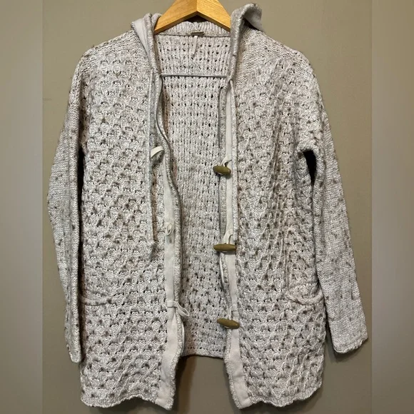 FREE PEOPLE Turn Up The Sun Speckled Toggle Button Zip Up Hooded Cardigan - Picture 11 of 15